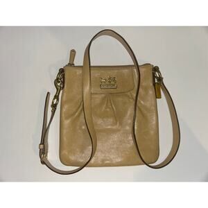 Coach Leather Crossbody Bag – Camel Tan w/ Pink Lining & Gold Hardware